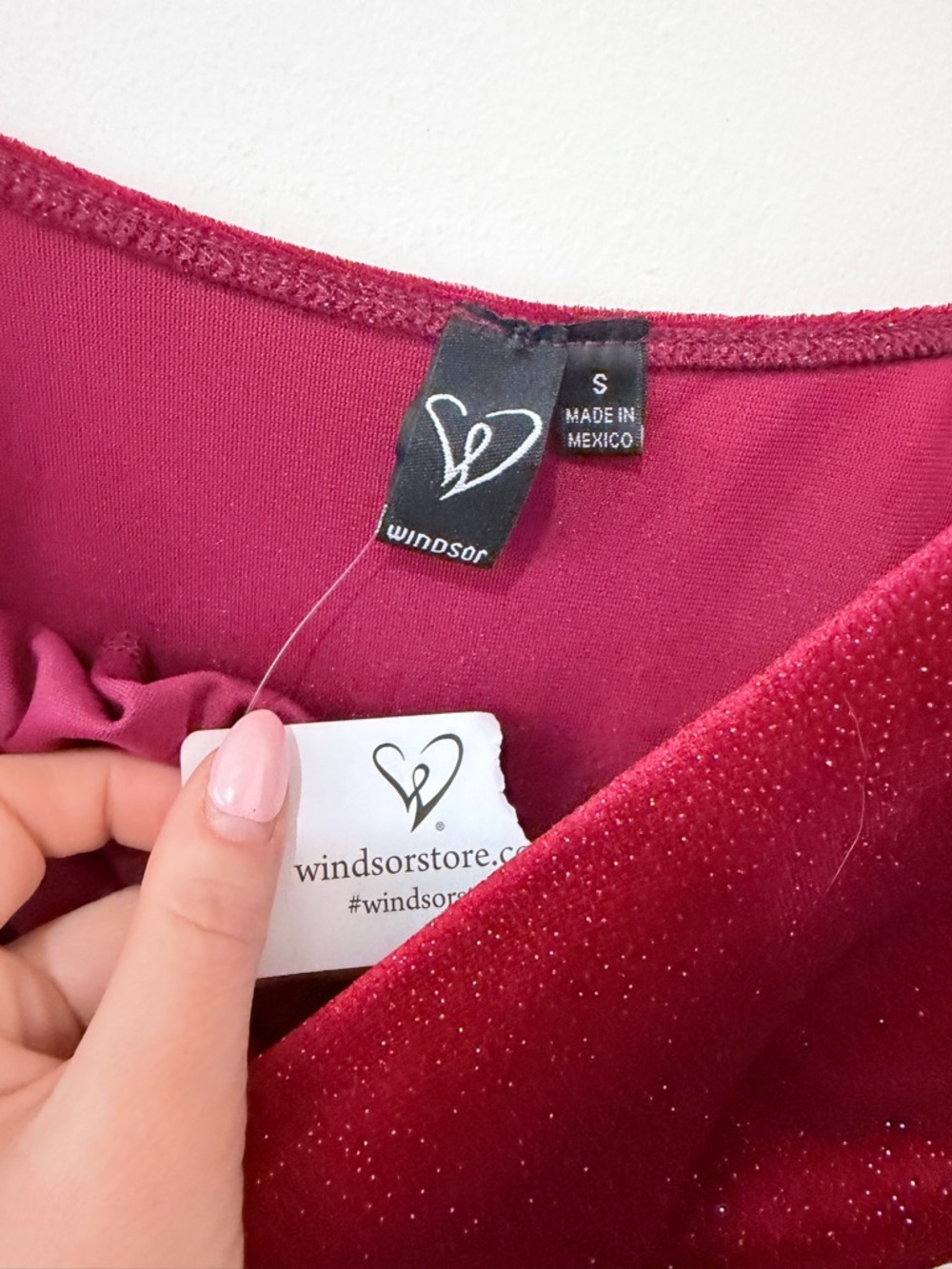 Windsor Twinkle Like A Star Glitter Velvet Mini Dress Bodycon Sparkle Red NWT S - Picture 7 of 9